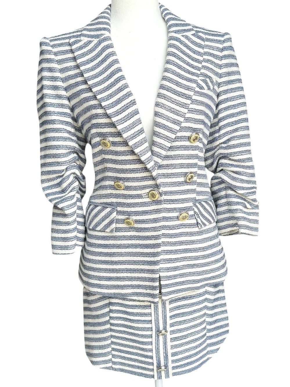 🆕 Veronica Beard Ryland Tweed Metallic Striped Skirt Suit Dickey Jacket - Picture 7 of 16